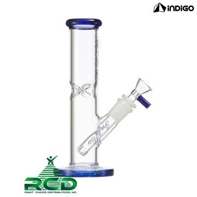 WATER PIPE INDIGO STRAIGHT TUBE WITH PINCH COLOR MOUTHPIECE AND VERTICAL STILTED DOWNSTEM WPI1200 1CT